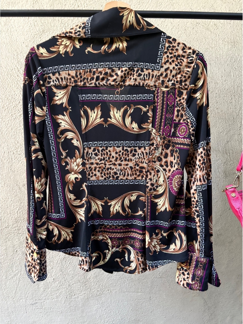 Vintage Cache Baroque and Leopard Print Button Up Blouse Size Small #maximalist - Picture 3 of 6
